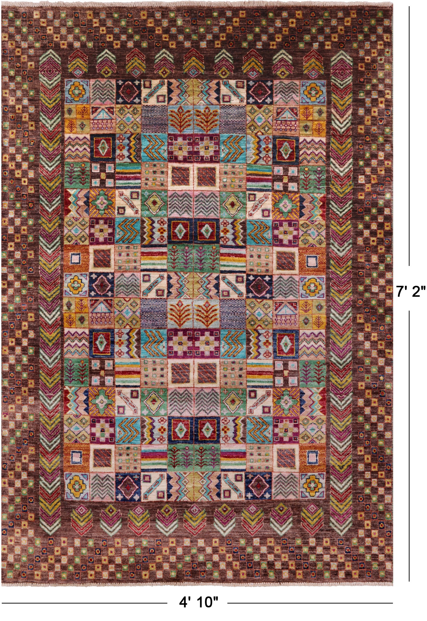 Tribal Persian Gabbeh Hand Knotted Wool Rug - 4' 10" X 7' 2" - Golden Nile