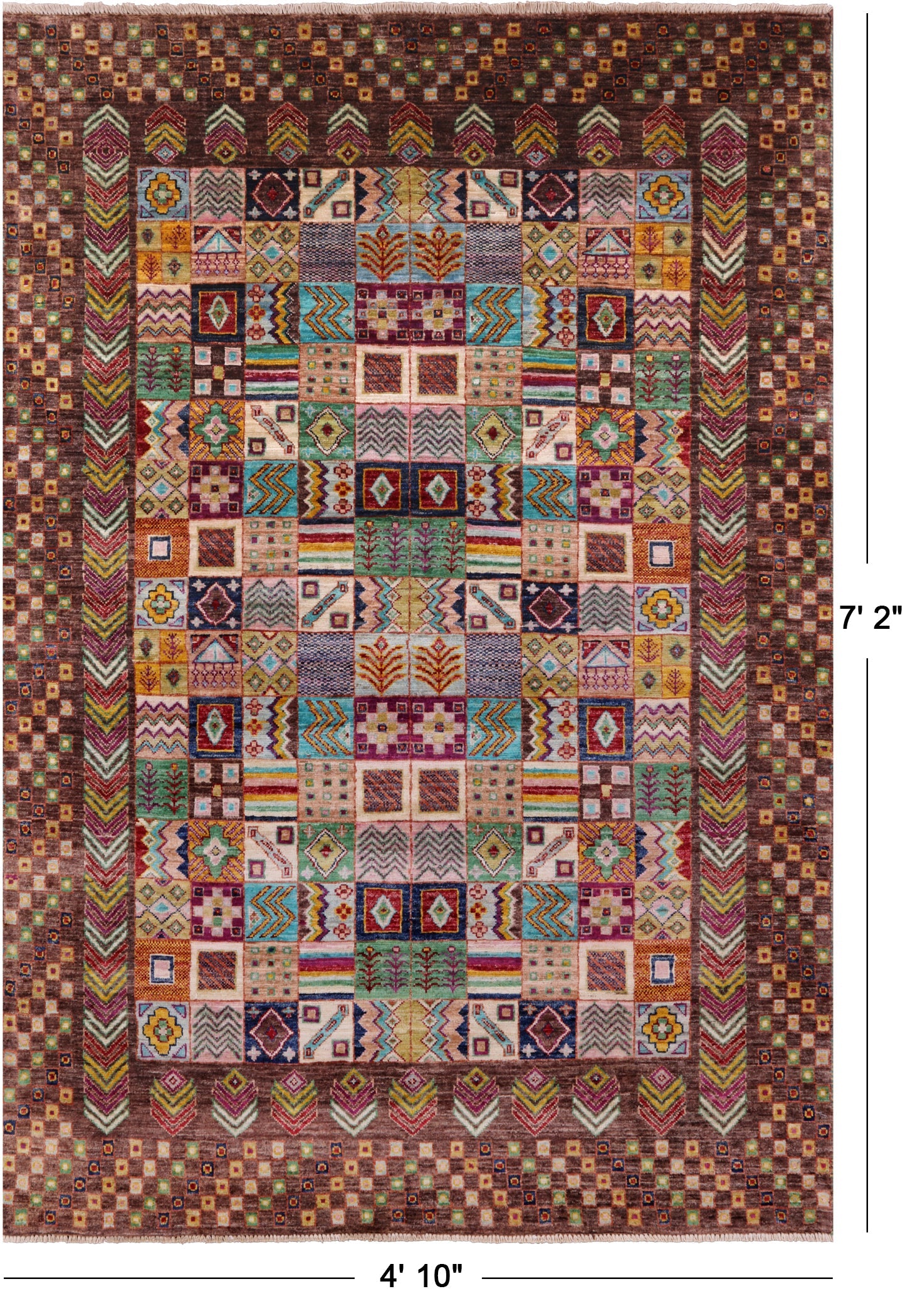 Tribal Persian Gabbeh Hand Knotted Wool Rug - 4' 10" X 7' 2" - Golden Nile