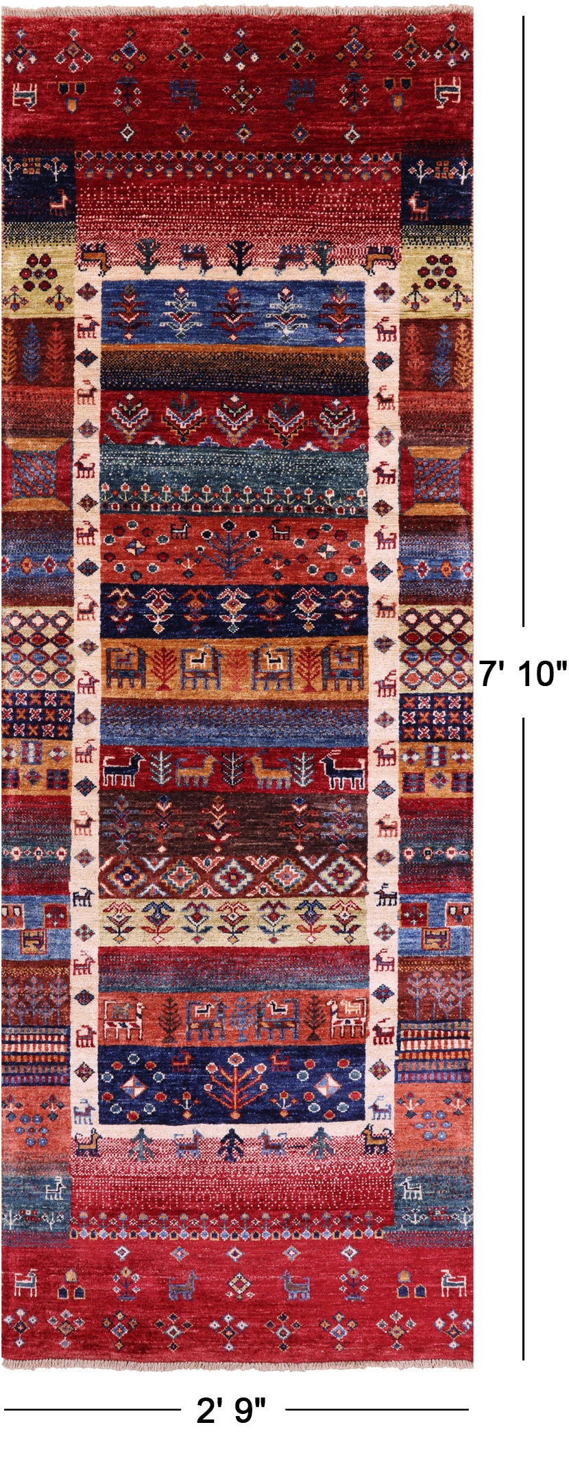 Persian Gabbeh Tribal Handmade Wool Runner Rug - 2' 9" X 7' 10" - Golden Nile