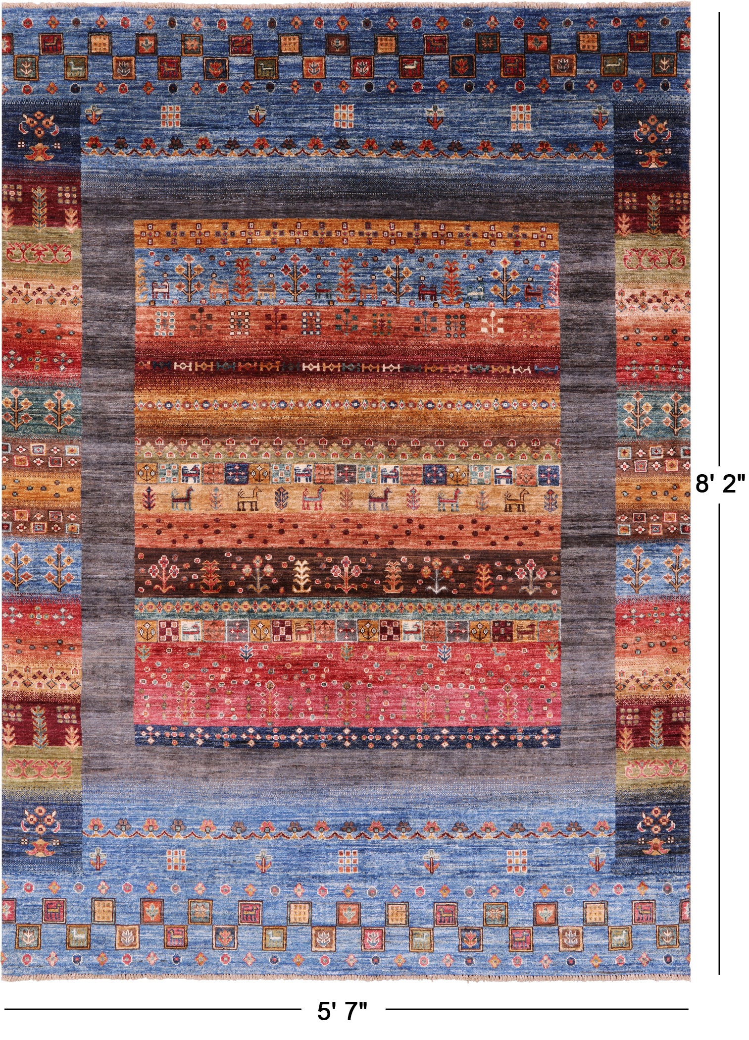 Tribal Persian Gabbeh Hand Knotted Wool Rug - 5' 7" X 8' 2" - Golden Nile