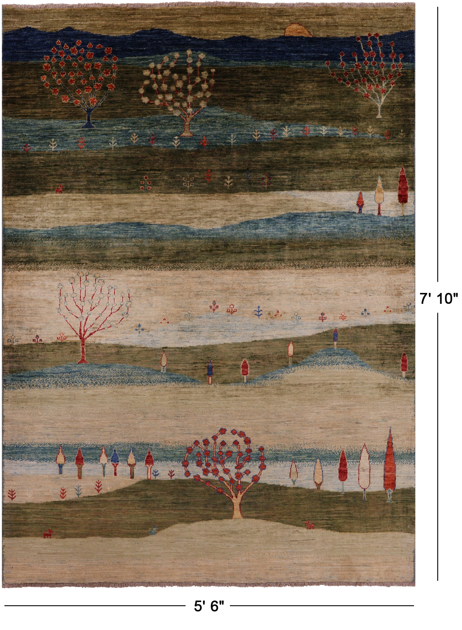 Persian Gabbeh Tribal Hand Knotted Wool Rug - 5' 6" X 7' 10" - Golden Nile