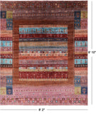 Tribal Persian Gabbeh Hand Knotted Wool Rug - 8' 2" X 9' 10" - Golden Nile