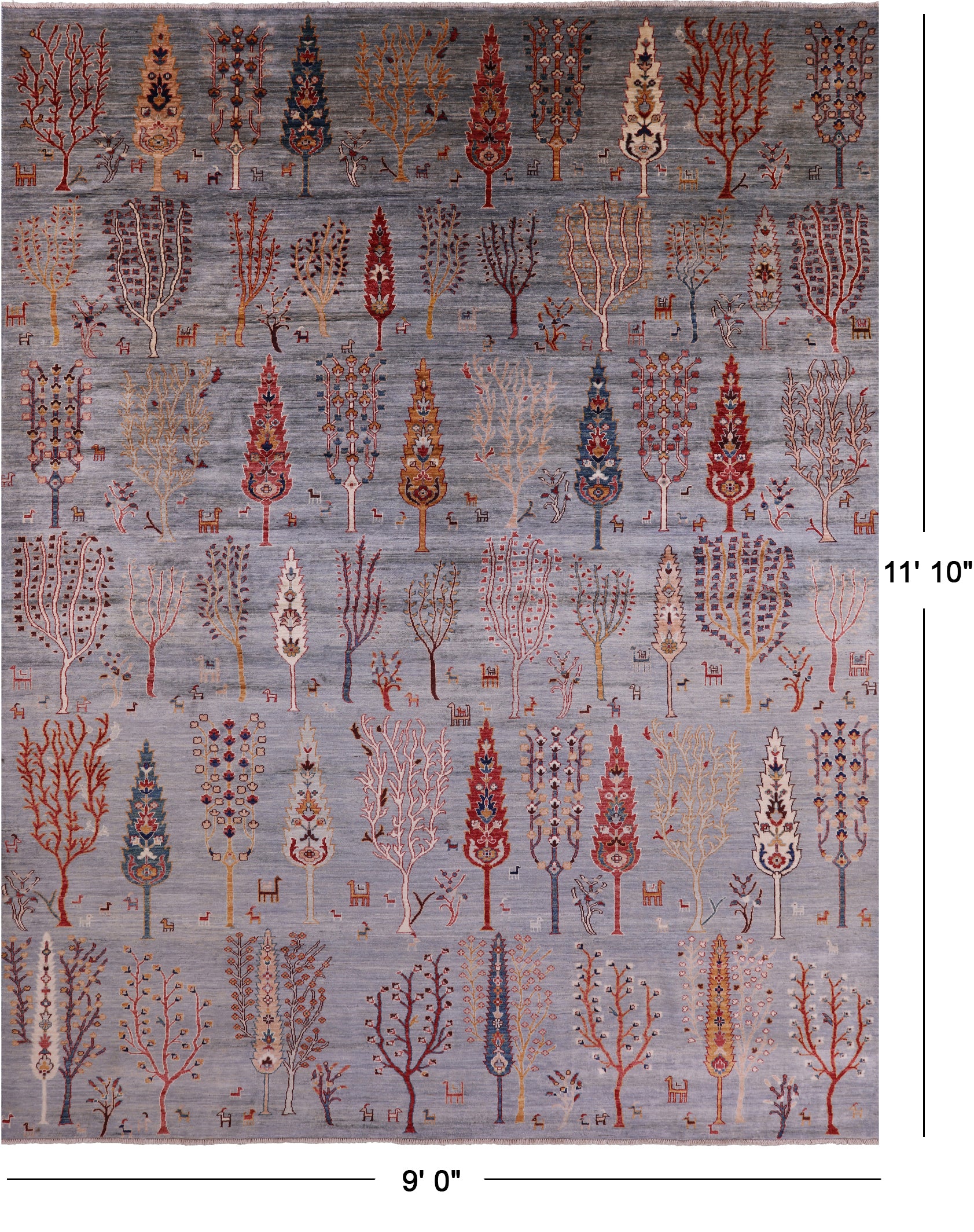 Tribal Persian Gabbeh Hand Knotted Wool Rug - 9' 0" X 11' 10" - Golden Nile