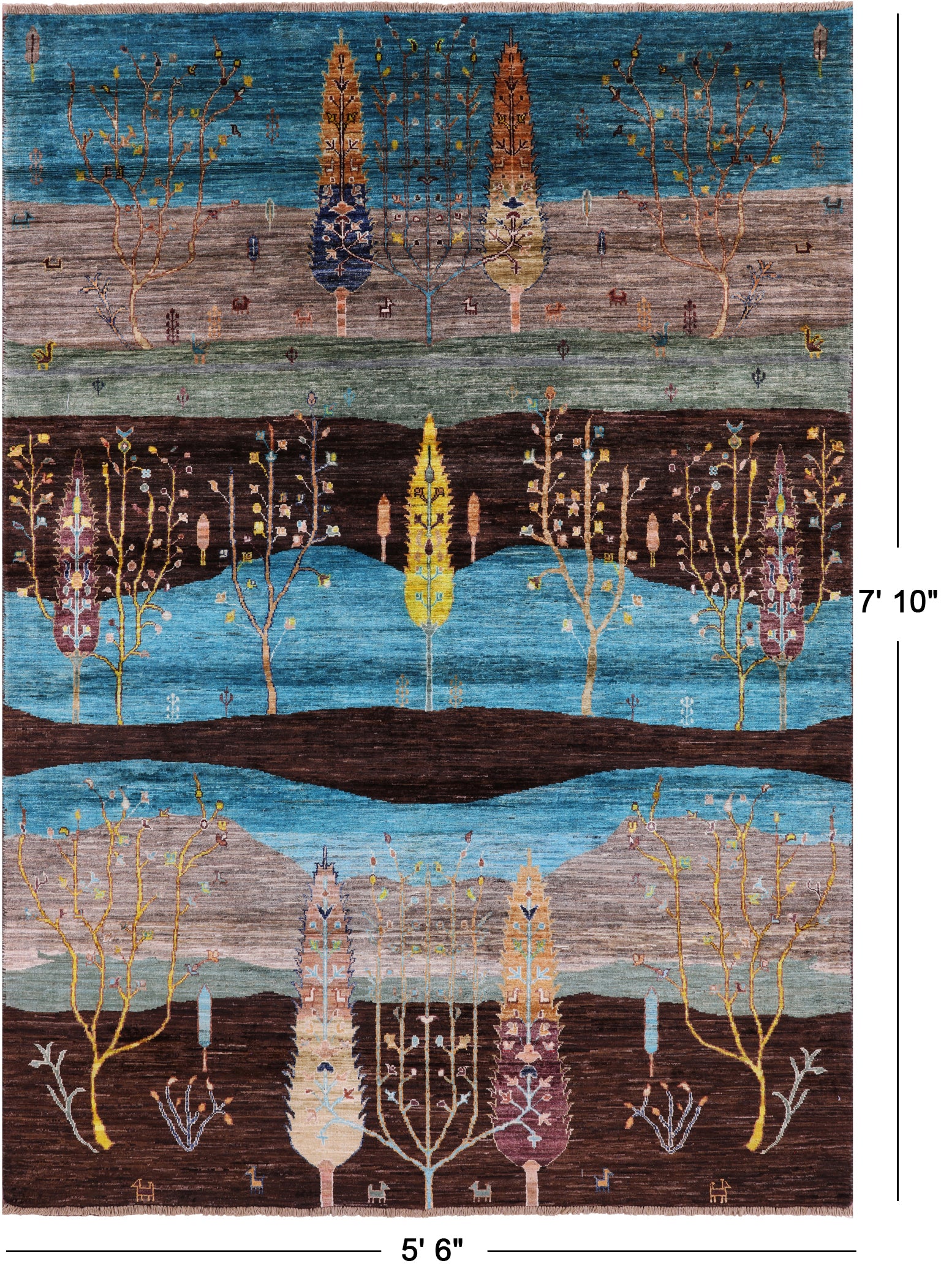 Tribal Persian Gabbeh Hand Knotted Wool Rug - 5' 6" X 7' 10" - Golden Nile