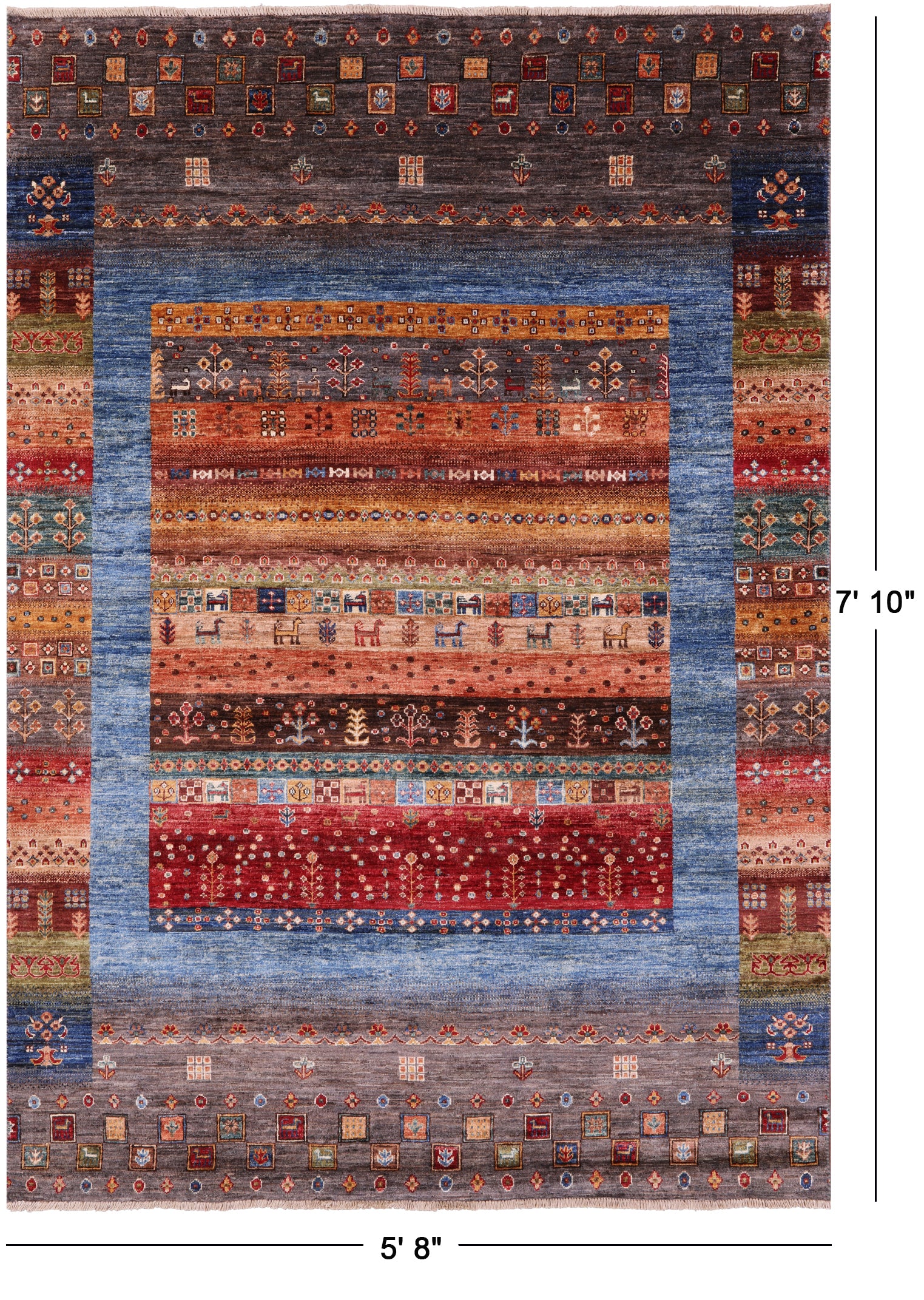 Tribal Persian Gabbeh Handmade Wool Rug - 5' 8" X 7' 10" - Golden Nile