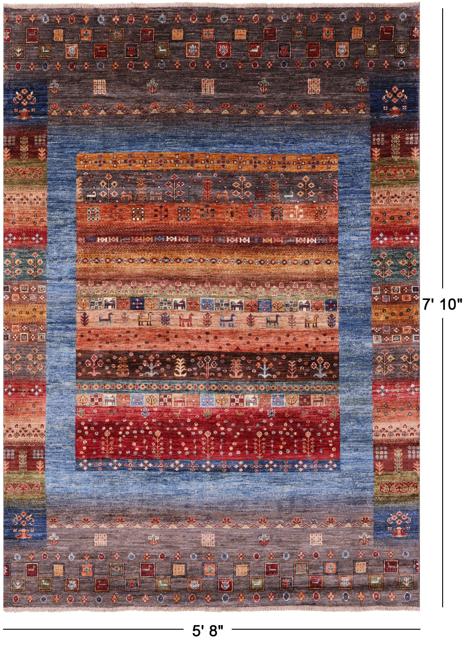 Tribal Persian Gabbeh Handmade Wool Rug - 5' 8" X 7' 10" - Golden Nile