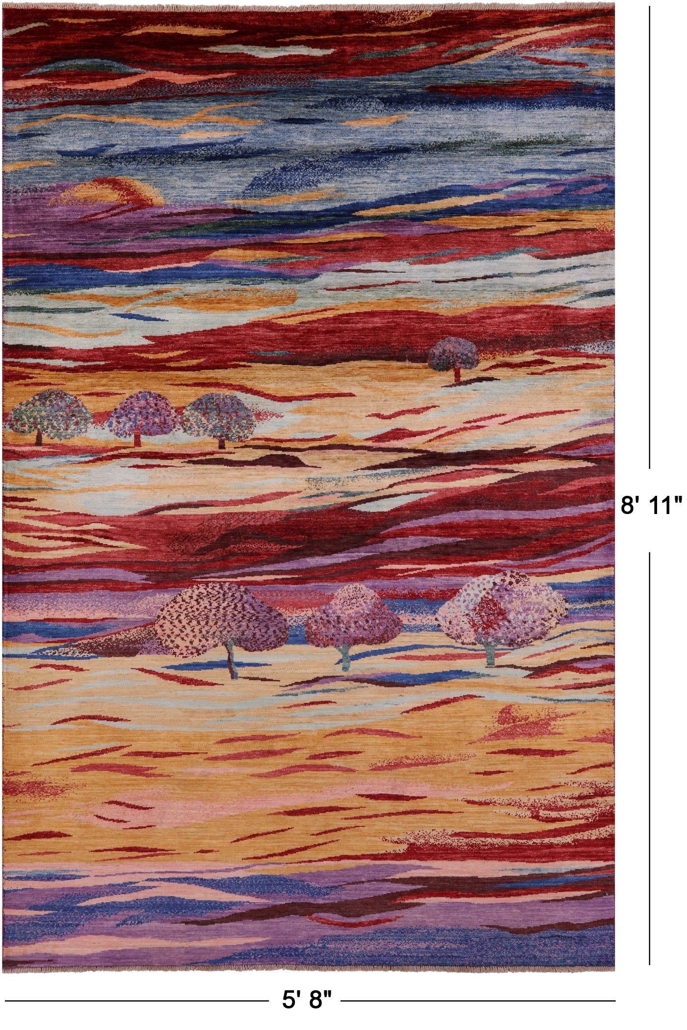 Tribal Persian Gabbeh Hand Knotted Wool Rug - 5' 8" X 8' 11" - Golden Nile