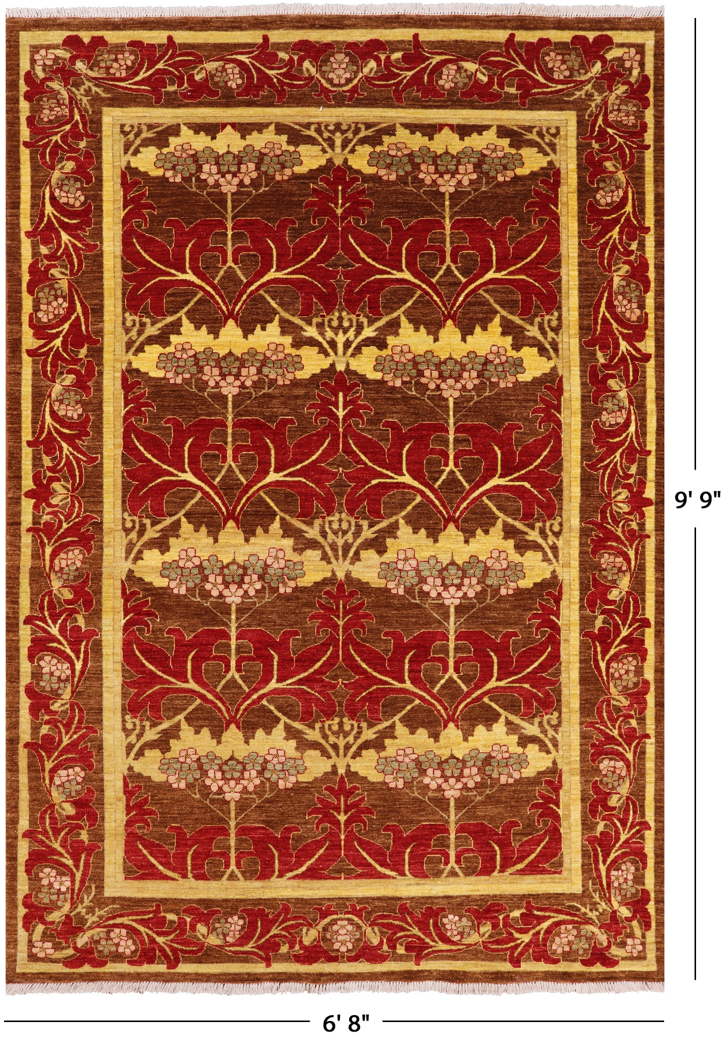 William Morris Handmade Wool Area Rug - 6' 8" X 9' 9" - Golden Nile