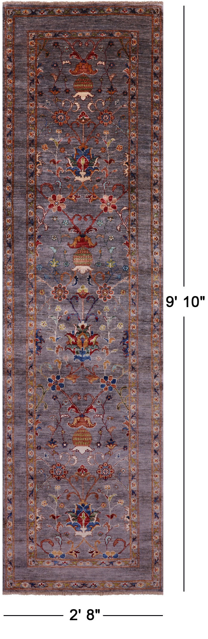 Peshawar Hand Knotted Wool Runner Rug - 2' 8" X 9' 10" - Golden Nile
