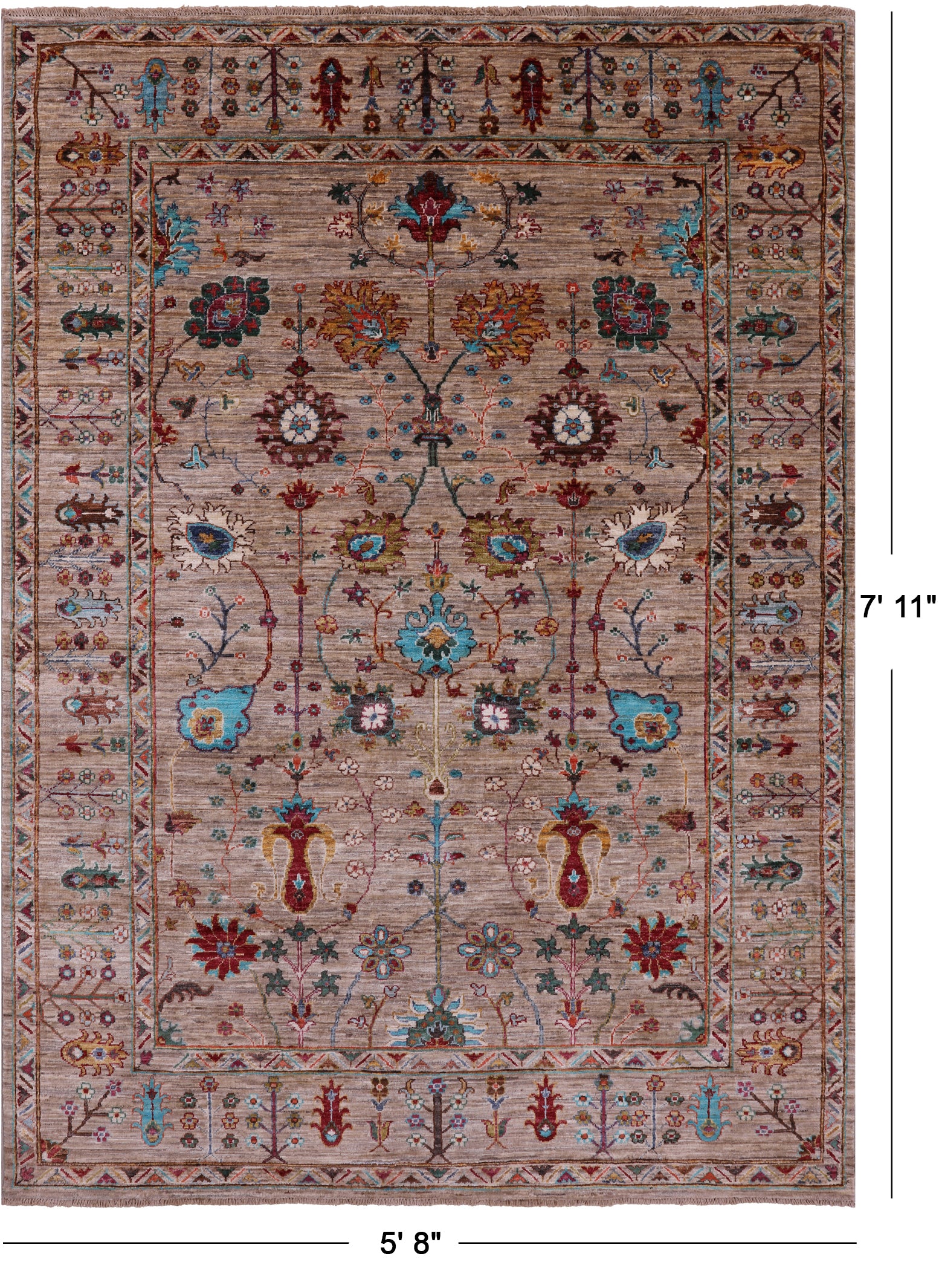 Peshawar Handmade Wool Rug - 5' 8" X 7' 11" - Golden Nile
