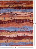 Tribal Persian Gabbeh Hand Knotted Wool Rug - 5' 9" X 8' 1" - Golden Nile