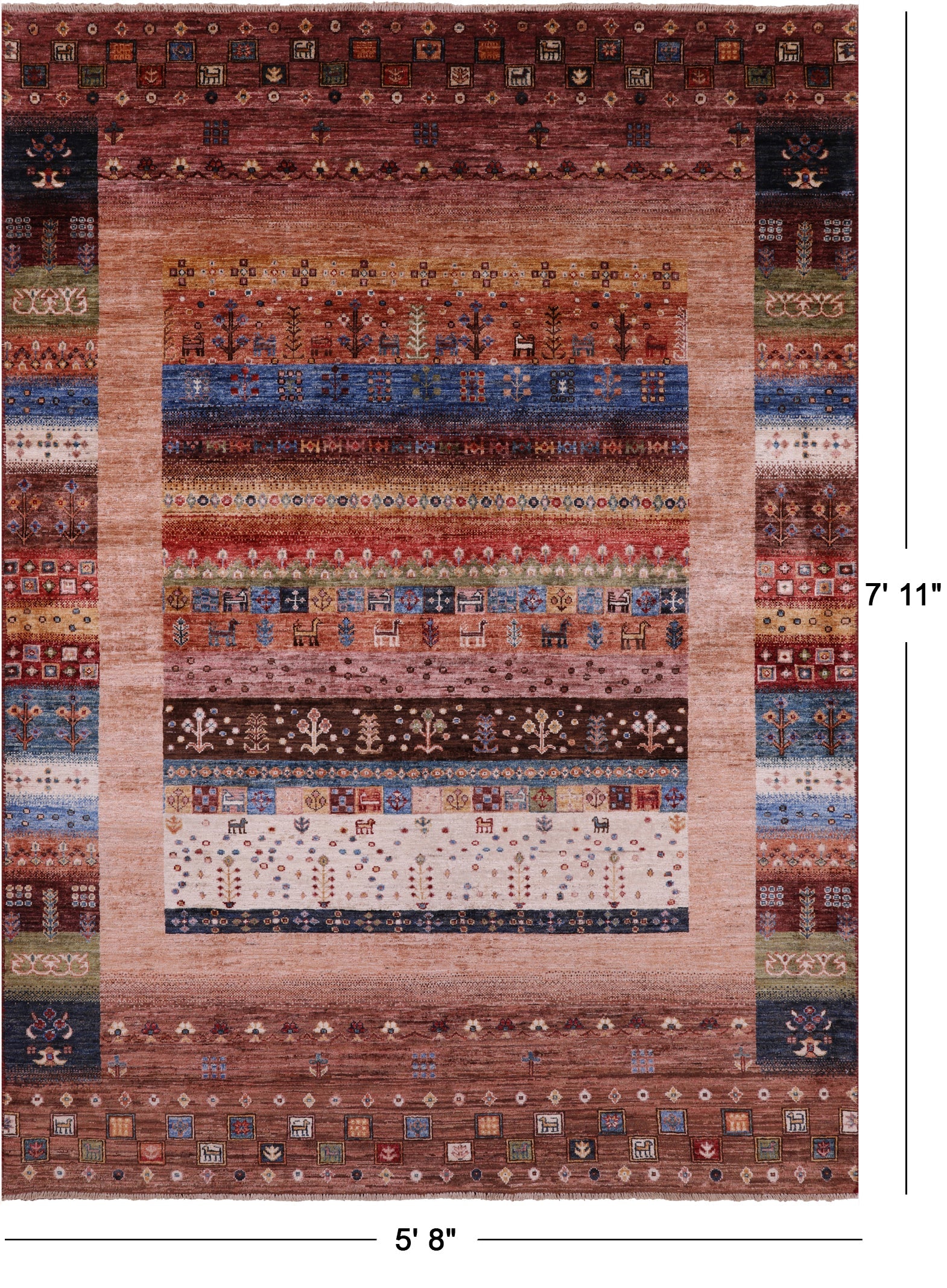 Tribal Persian Gabbeh Handmade Wool Rug - 5' 8" X 7' 11" - Golden Nile