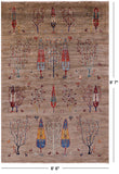 Tribal Persian Gabbeh Hand Knotted Wool Rug - 6' 6" X 9' 7" - Golden Nile