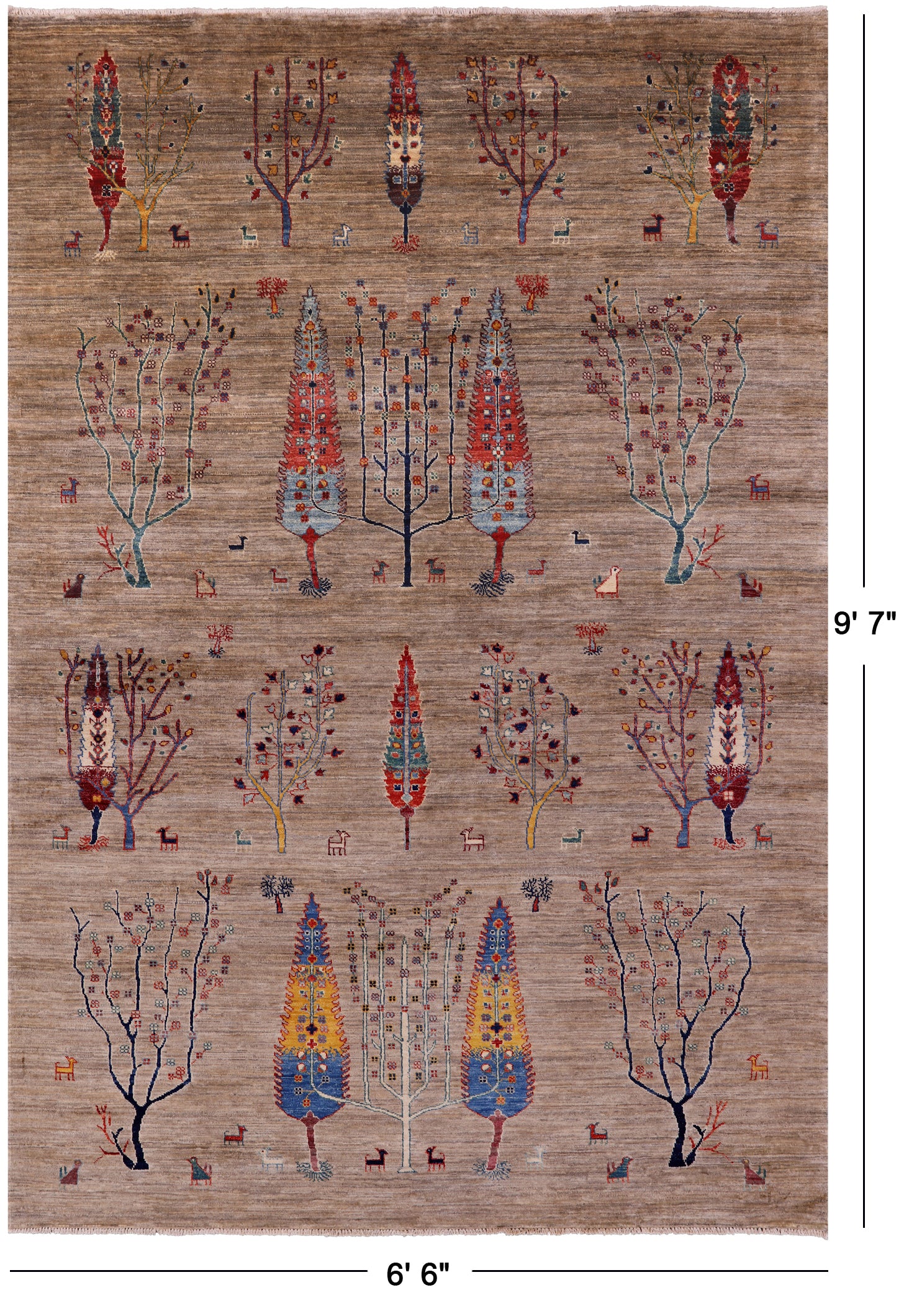 Tribal Persian Gabbeh Hand Knotted Wool Rug - 6' 6" X 9' 7" - Golden Nile