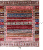 Tribal Persian Gabbeh Hand Knotted Wool Rug - 8' 4" X 9' 10" - Golden Nile