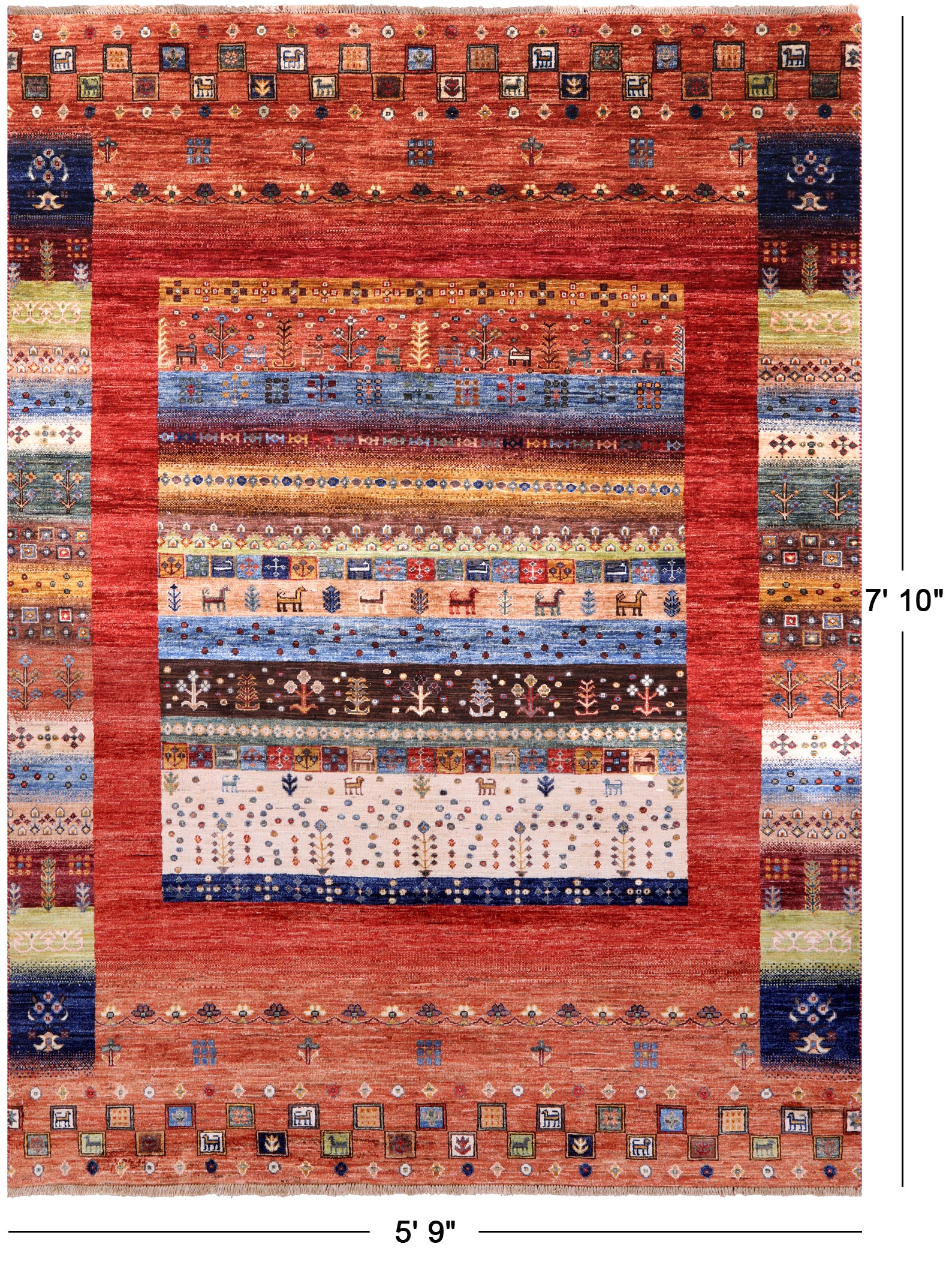 Tribal Persian Gabbeh Handmade Wool Rug - 5' 9" X 7' 10" - Golden Nile