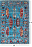 Blue Persian Fine Serapi Hand Knotted Wool Rug - 5' 9" X 8' 6" - Golden Nile