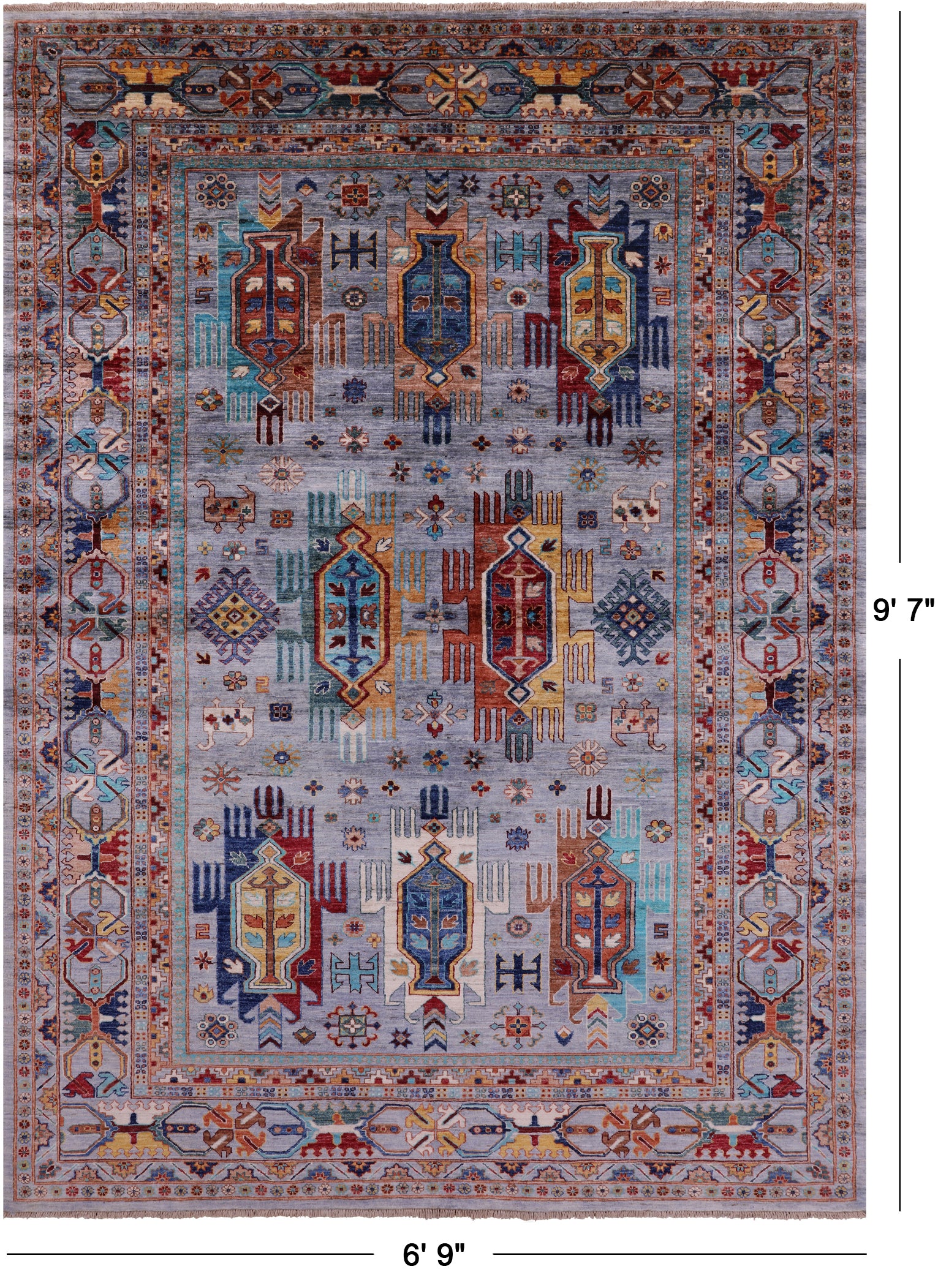 Persian Fine Serapi Handmade Wool Rug - 6' 9" X 9' 7" - Golden Nile