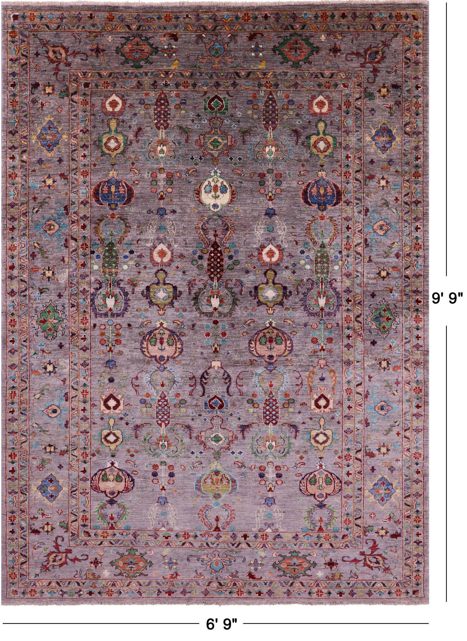 Peshawar Hand Knotted Wool Rug - 6' 9" X 9' 9" - Golden Nile