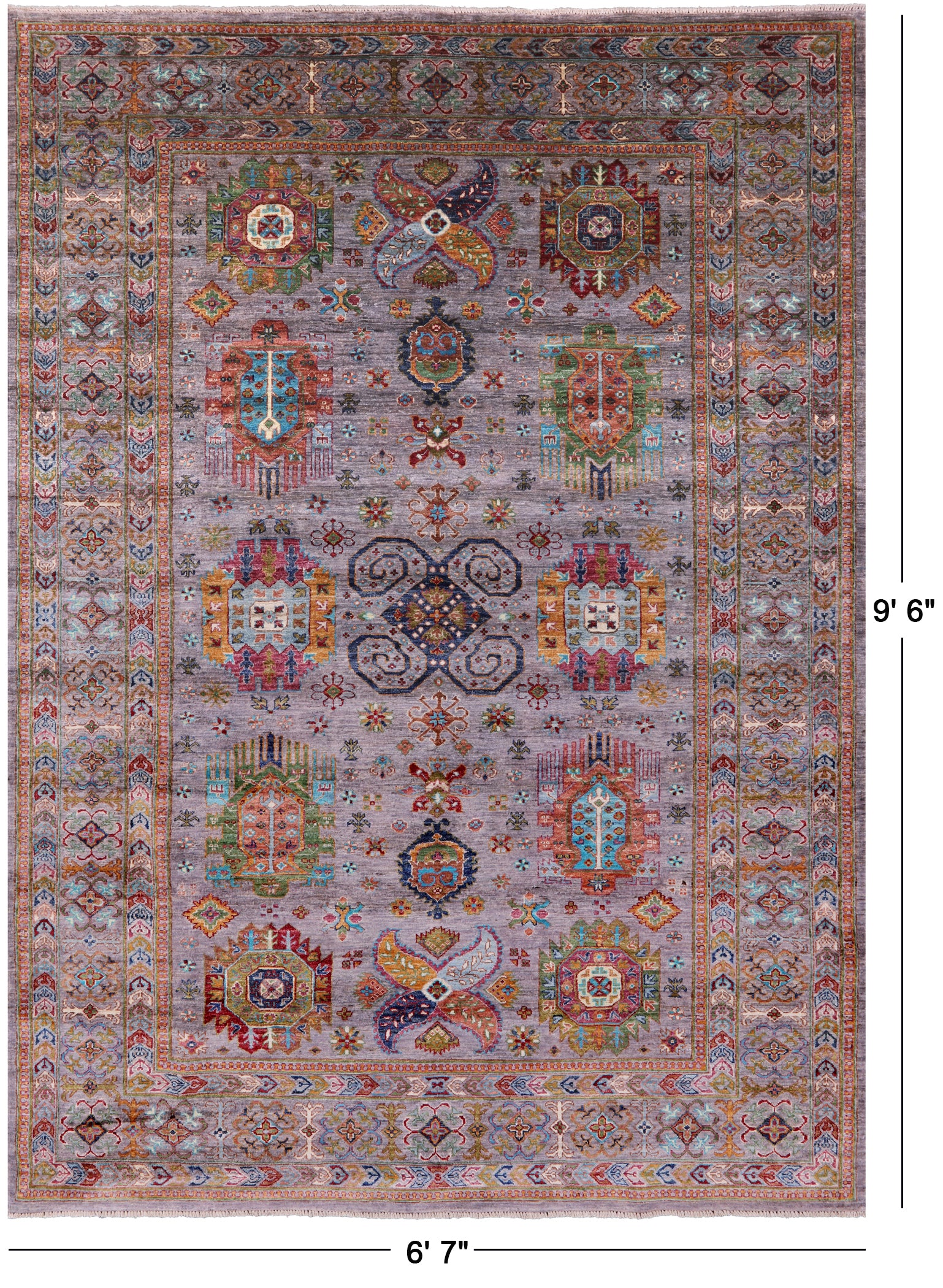 Turkmen Ersari Hand Knotted Wool Rug - 6' 7" X 9' 6" - Golden Nile