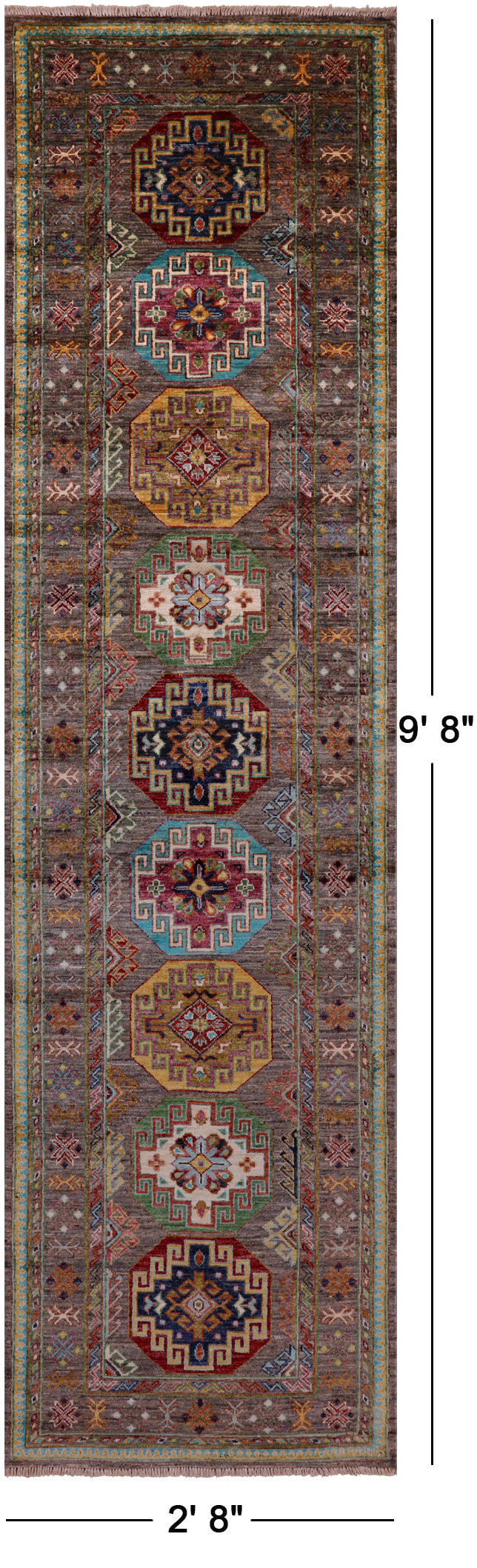 Turkmen Ersari Hand Knotted Wool Runner Rug - 2' 8" X 9' 8" - Golden Nile
