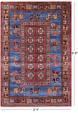 Antiqued Pazyryk Historical Design Hand Knotted Wool Rug - 3' 4" X 5' 0" - Golden Nile