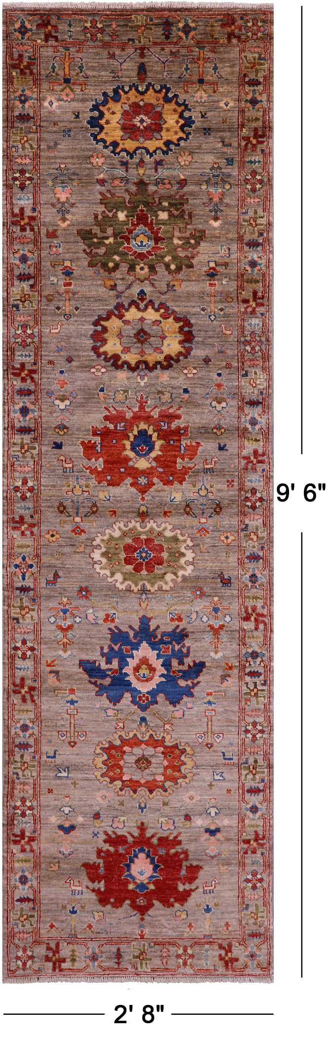 Persian Fine Serapi Hand Knotted Wool Runner Rug - 2' 8" X 9' 6" - Golden Nile