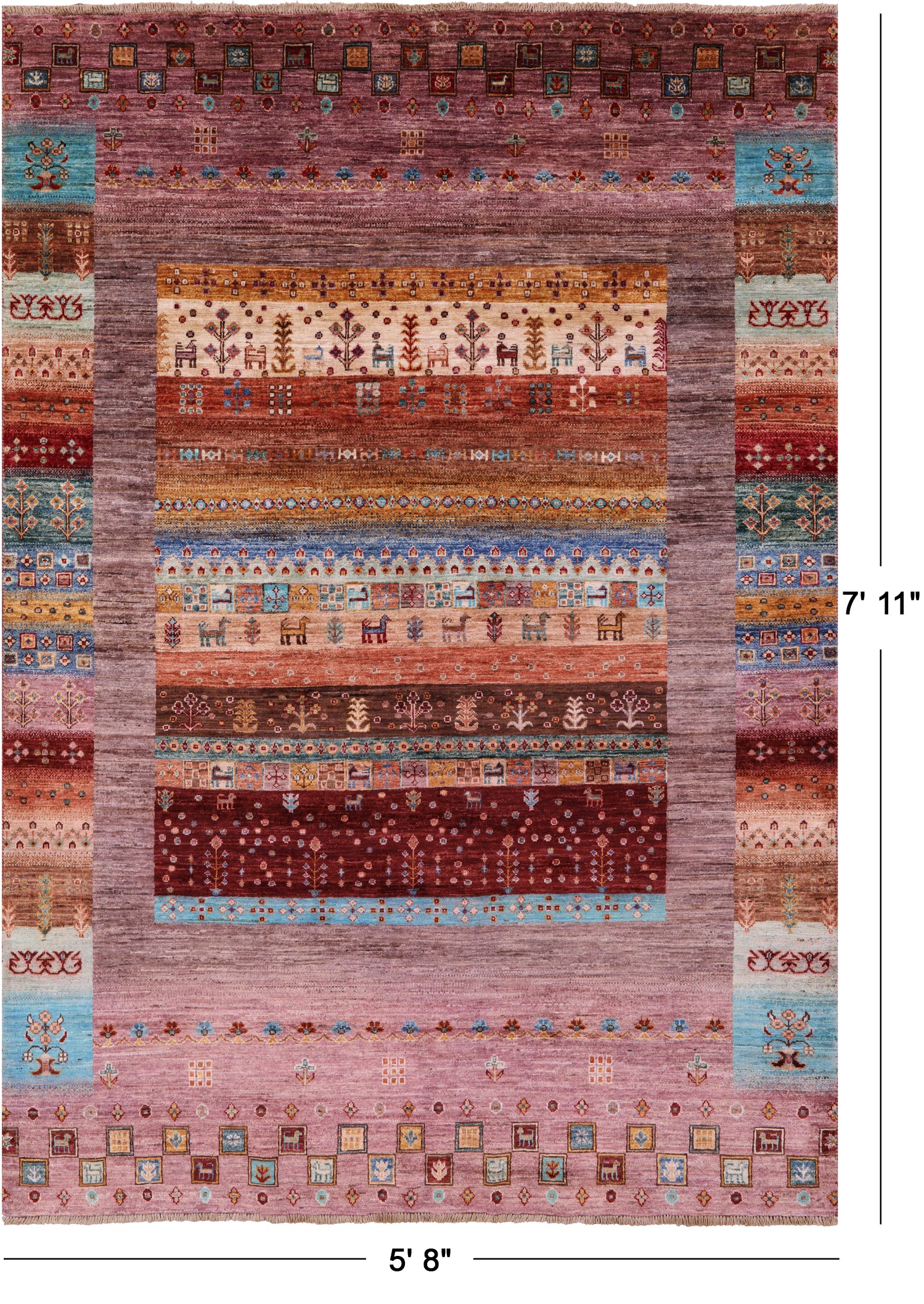 Persian Gabbeh Tribal Hand Knotted Wool Rug - 5' 8" X 7' 11" - Golden Nile