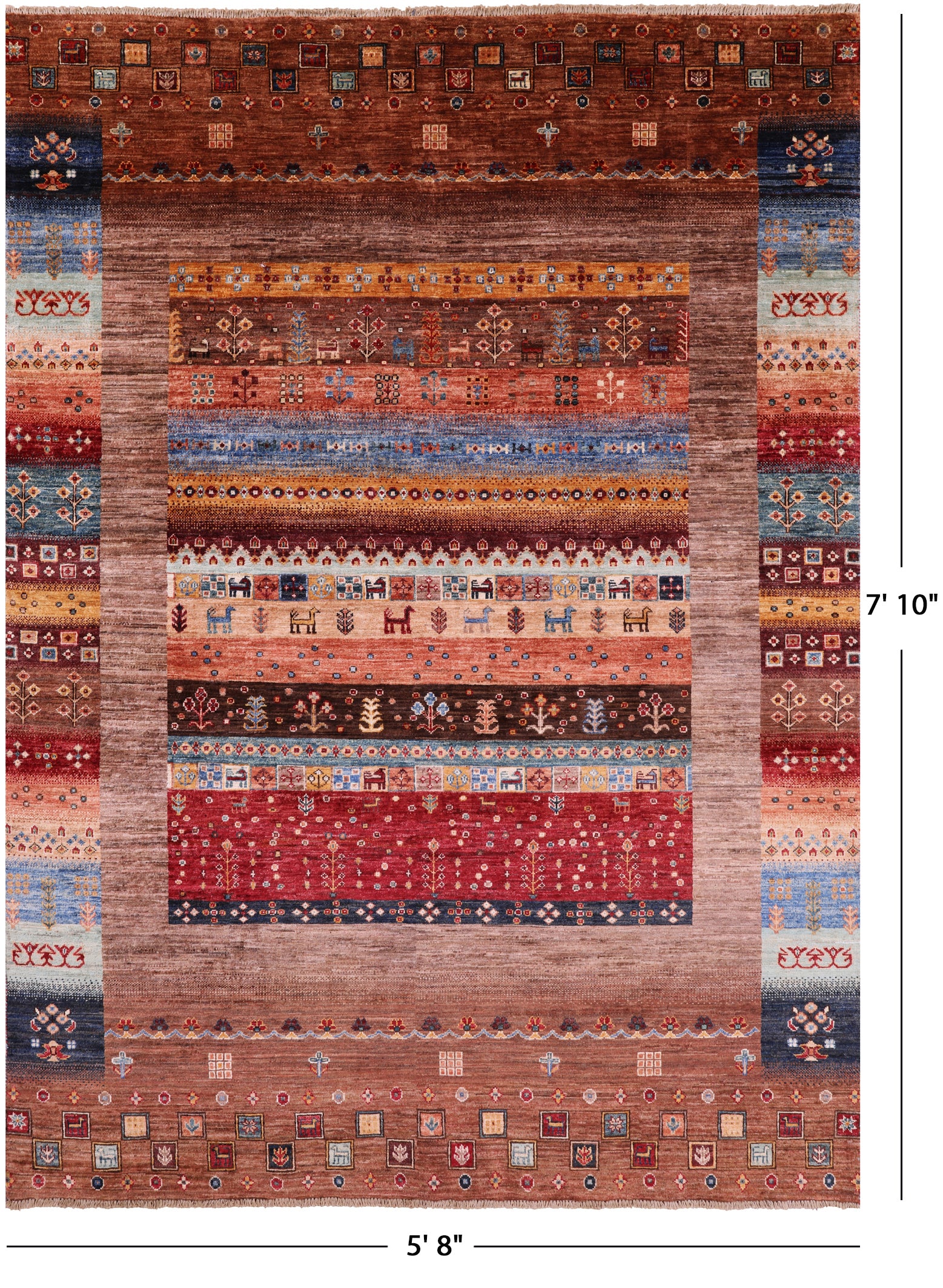 Tribal Persian Gabbeh Hand Knotted Wool Rug - 5' 8" X 7' 10" - Golden Nile