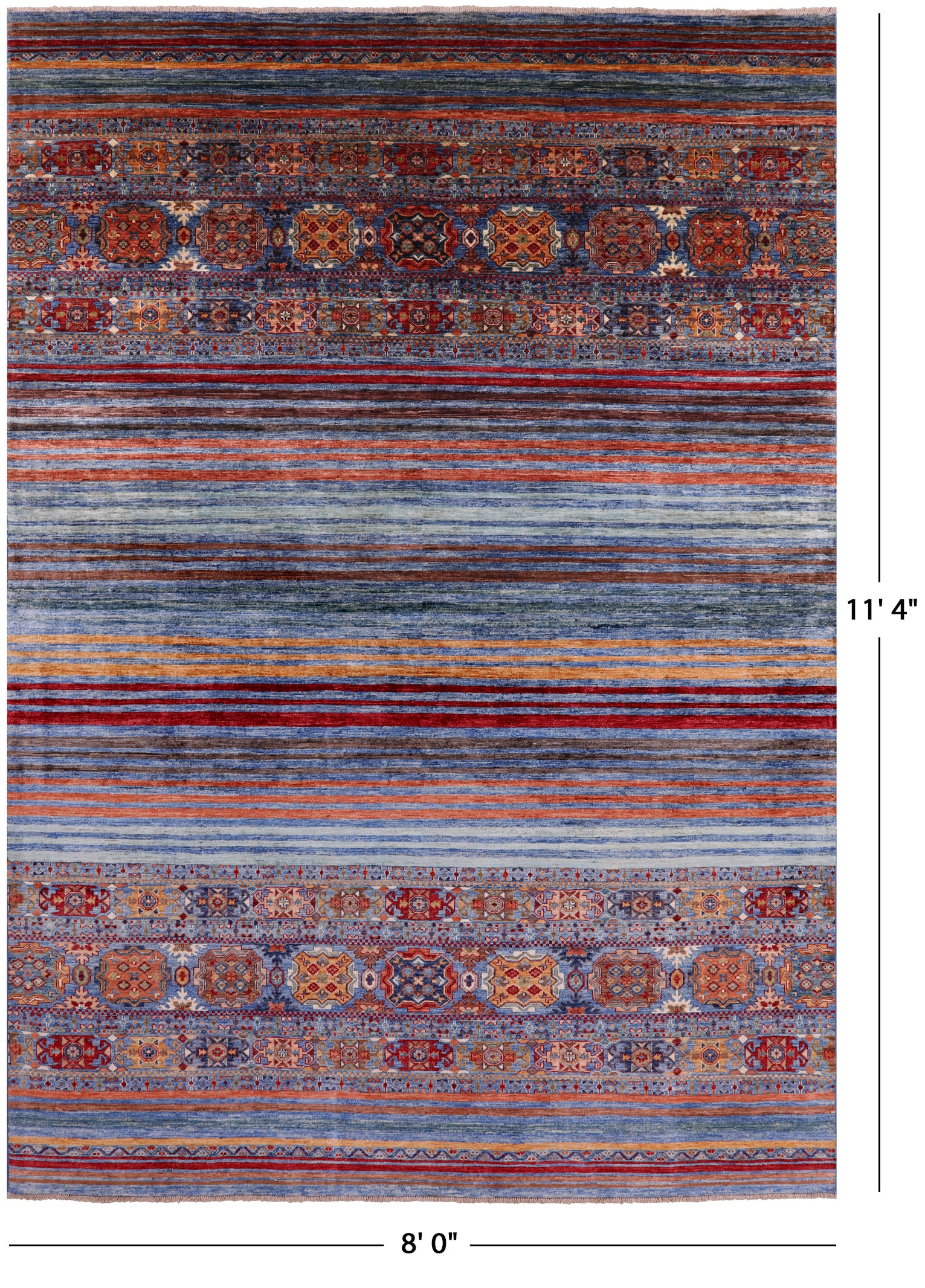 Khorjin Persian Gabbeh Hand Knotted Wool Rug - 8' 0" X 11' 4" - Golden Nile