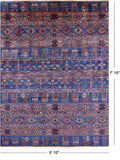 Blue Tribal Persian Gabbeh Hand Knotted Wool Rug - 5' 10" X 7' 10" - Golden Nile