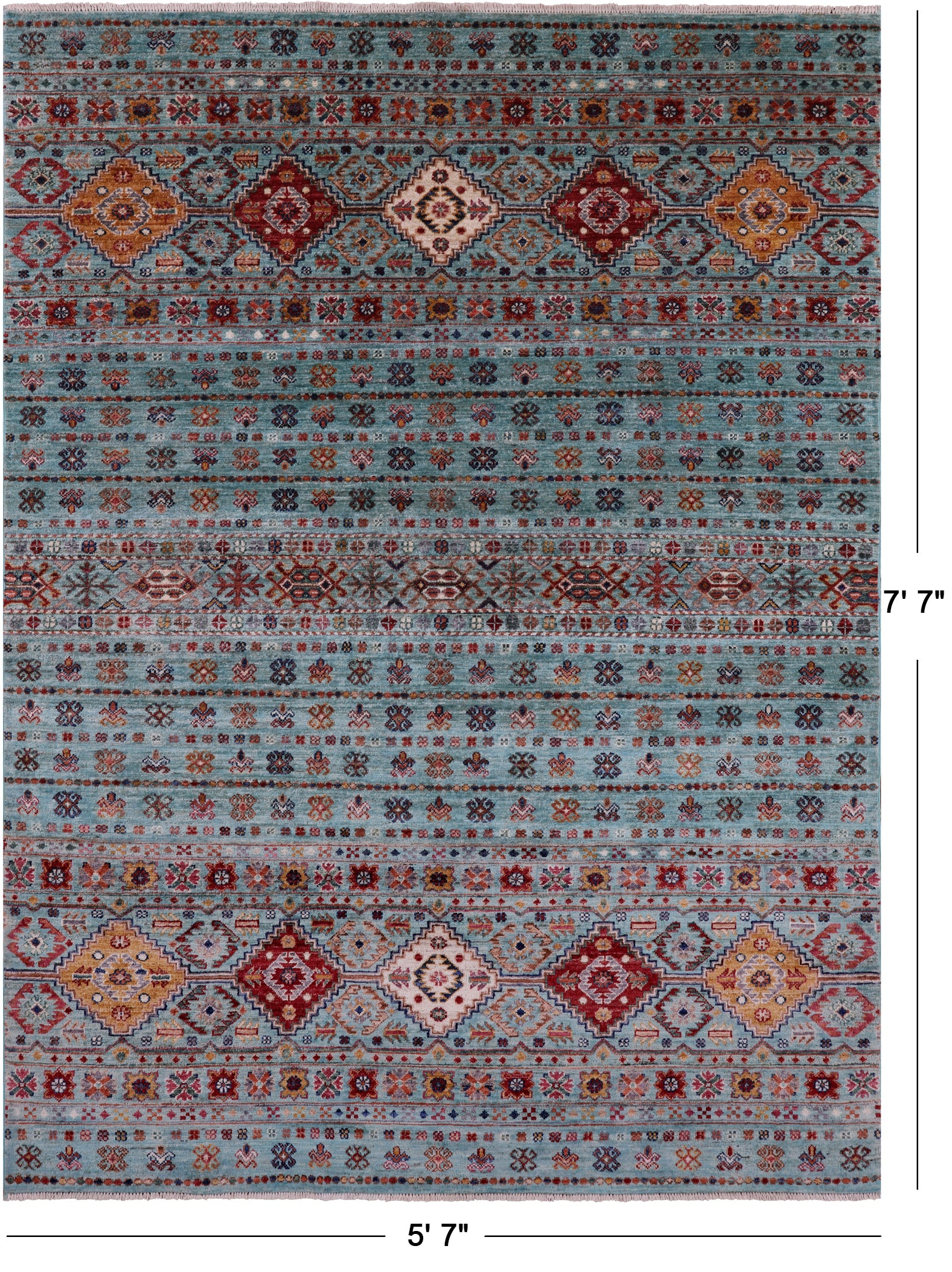 Khorjin Persian Gabbeh Hand Knotted Wool Rug - 5' 7" X 7' 7" - Golden Nile