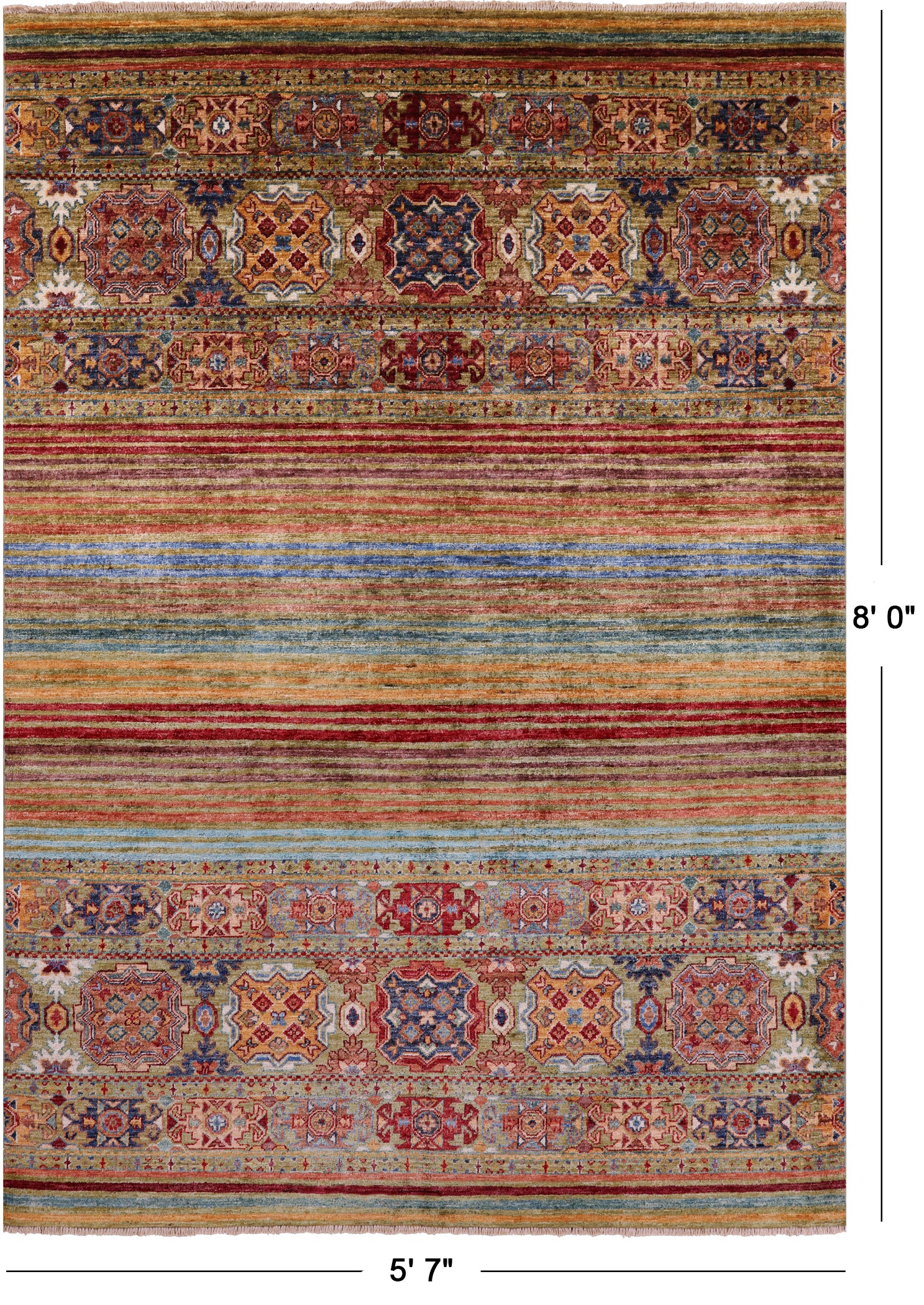 Khorjin Persian Gabbeh Hand Knotted Wool Rug - 5' 7" X 8' 0" - Golden Nile