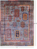 Blue Persian Fine Serapi Handmade Wool Rug - 5' 1" X 6' 10" - Golden Nile