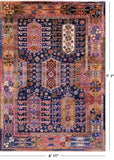 Blue Persian Fine Serapi Hand Knotted Wool Rug - 4' 11" X 7' 1" - Golden Nile
