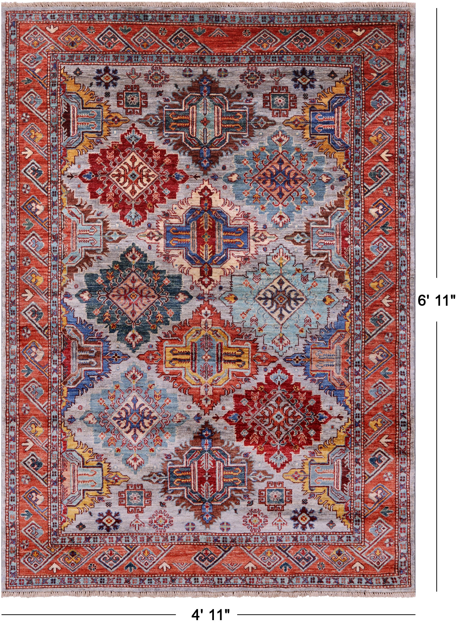 Persian Fine Serapi Hand Knotted Wool Rug - 4' 11" X 6' 11" - Golden Nile