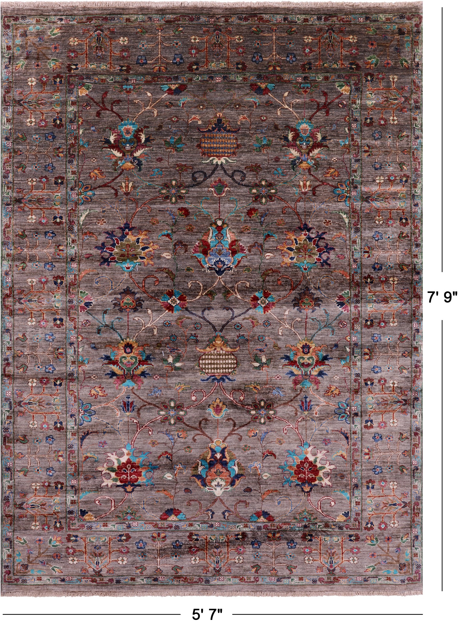Peshawar Hand Knotted Wool Rug - 5' 7" X 7' 9" - Golden Nile