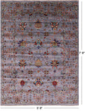 Grey Peshawar Hand Knotted Wool Rug - 5' 8" X 7' 8" - Golden Nile