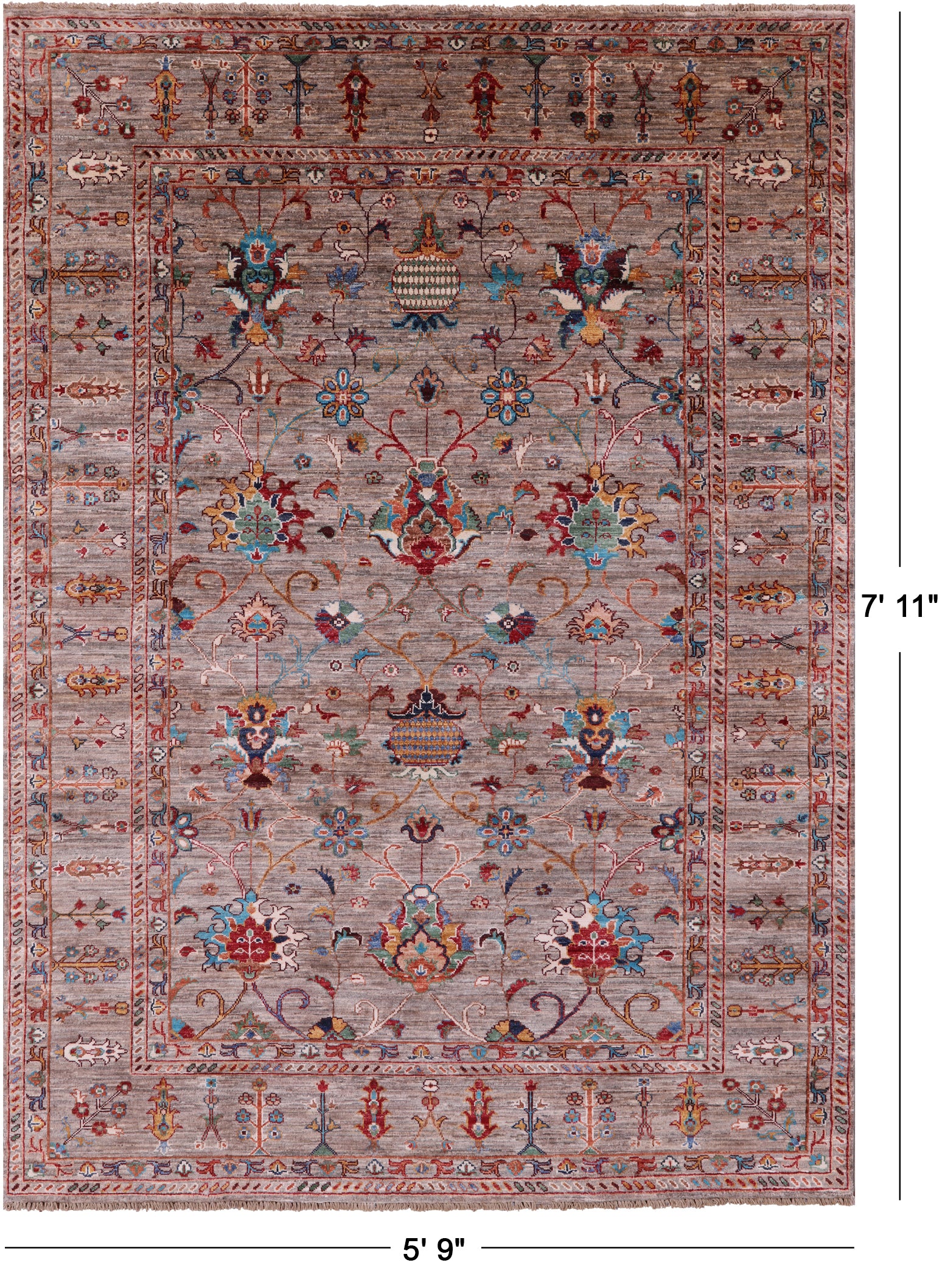 Peshawar Hand Knotted Wool Rug - 5' 9" X 7' 11" - Golden Nile