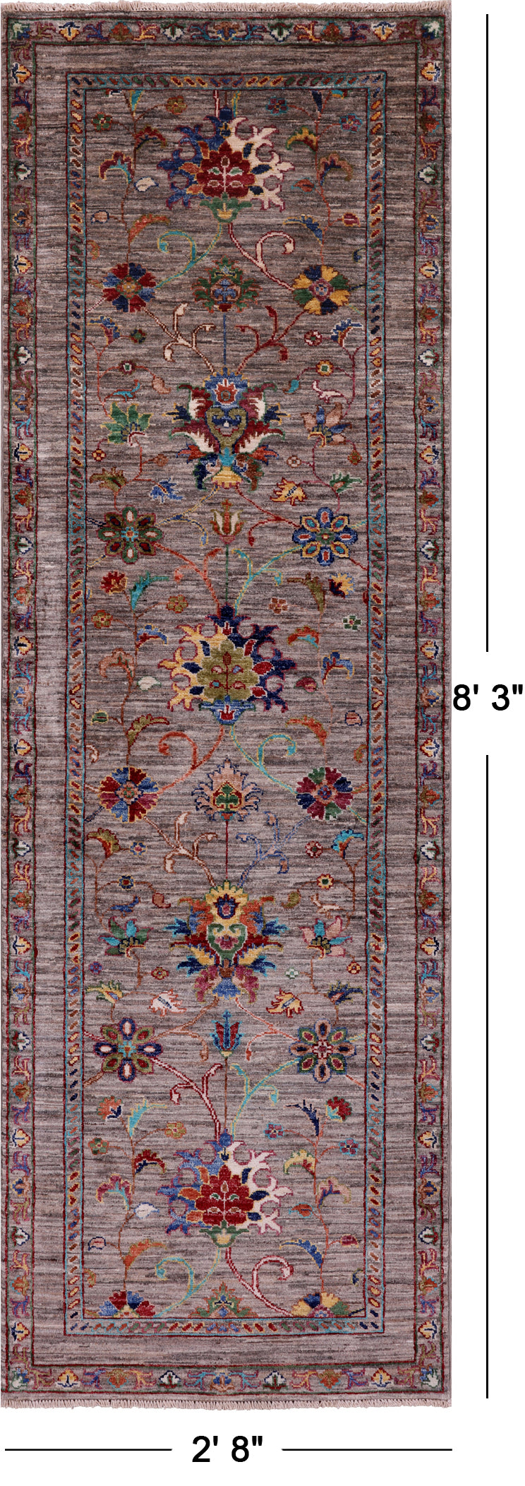 Peshawar Handmade Wool Runner Rug - 2' 8" X 8' 3" - Golden Nile