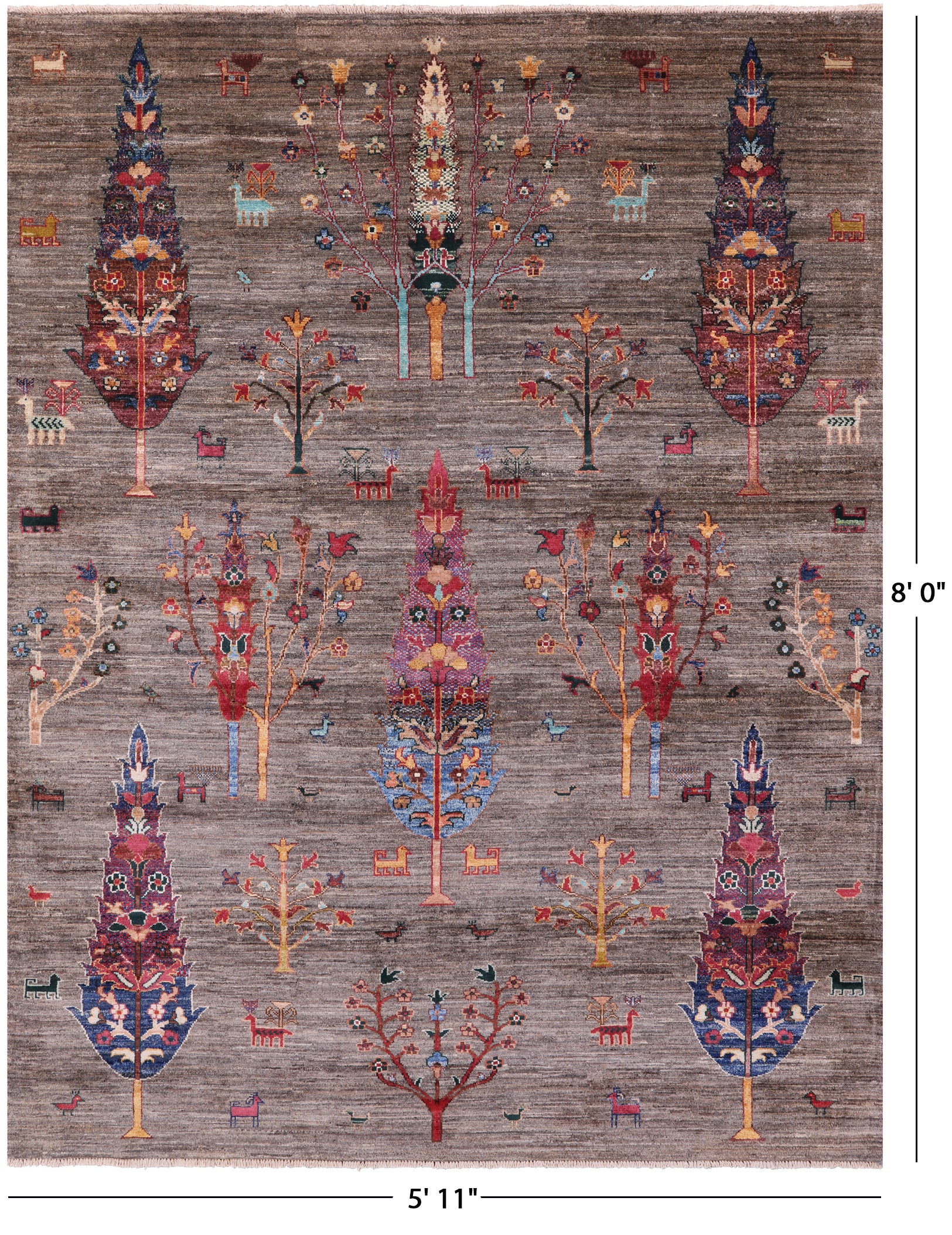 Tribal Persian Gabbeh Hand Knotted Wool Rug - 5' 11" X 8' 0" - Golden Nile