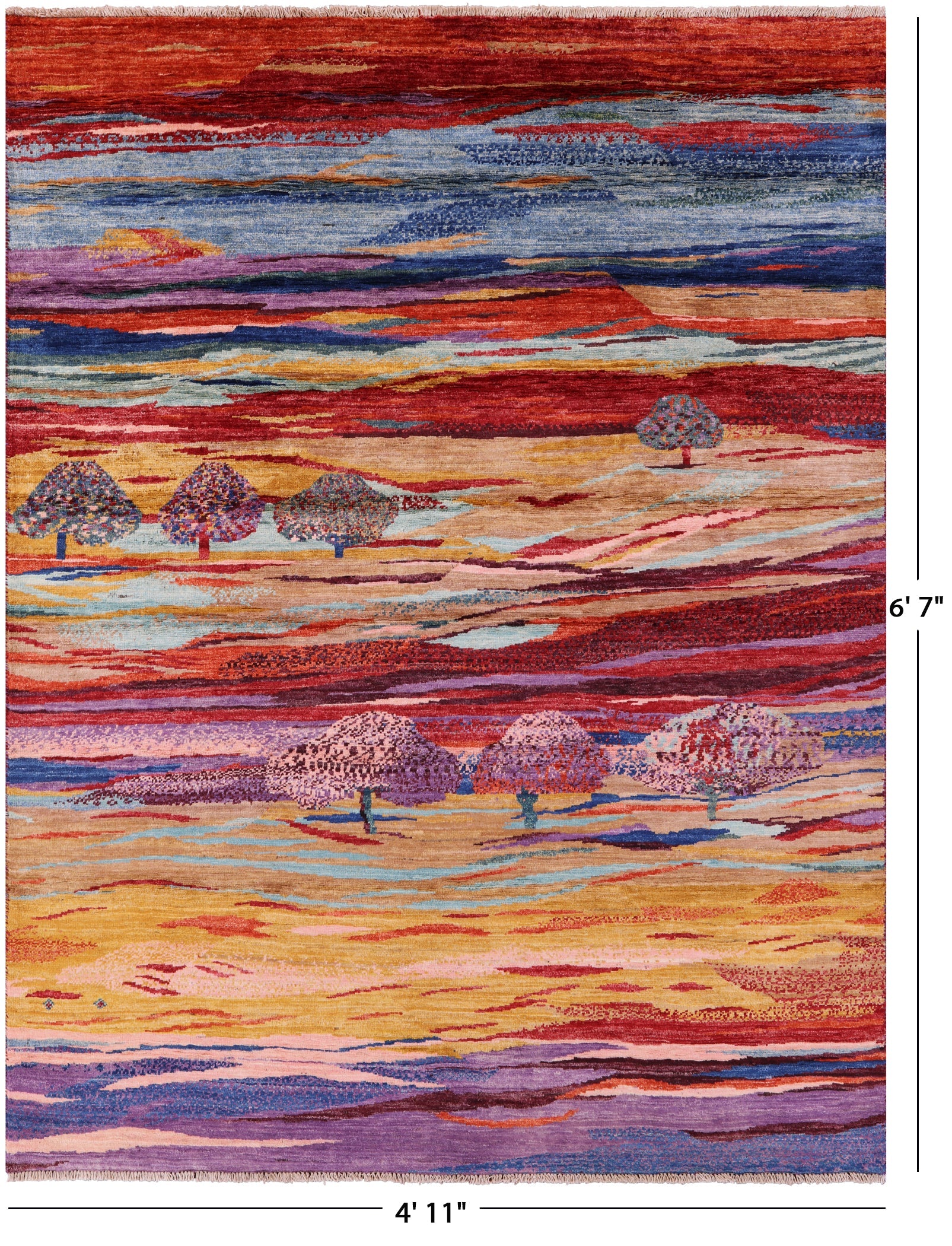 Tribal Persian Gabbeh Hand Knotted Wool Rug - 4' 11" X 6' 7" - Golden Nile