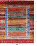 Tribal Persian Gabbeh Hand Knotted Wool Rug - 6' 0" X 7' 6" - Golden Nile