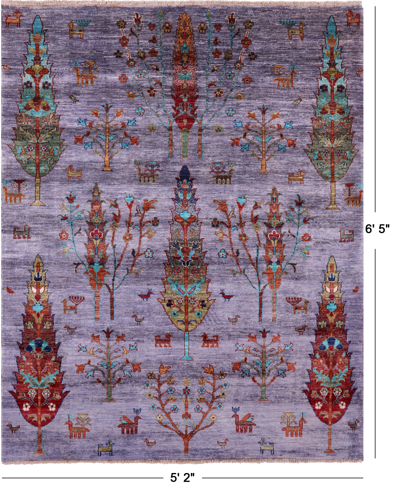 Tribal Persian Gabbeh Hand Knotted Wool Rug - 5' 2" X 6' 5" - Golden Nile