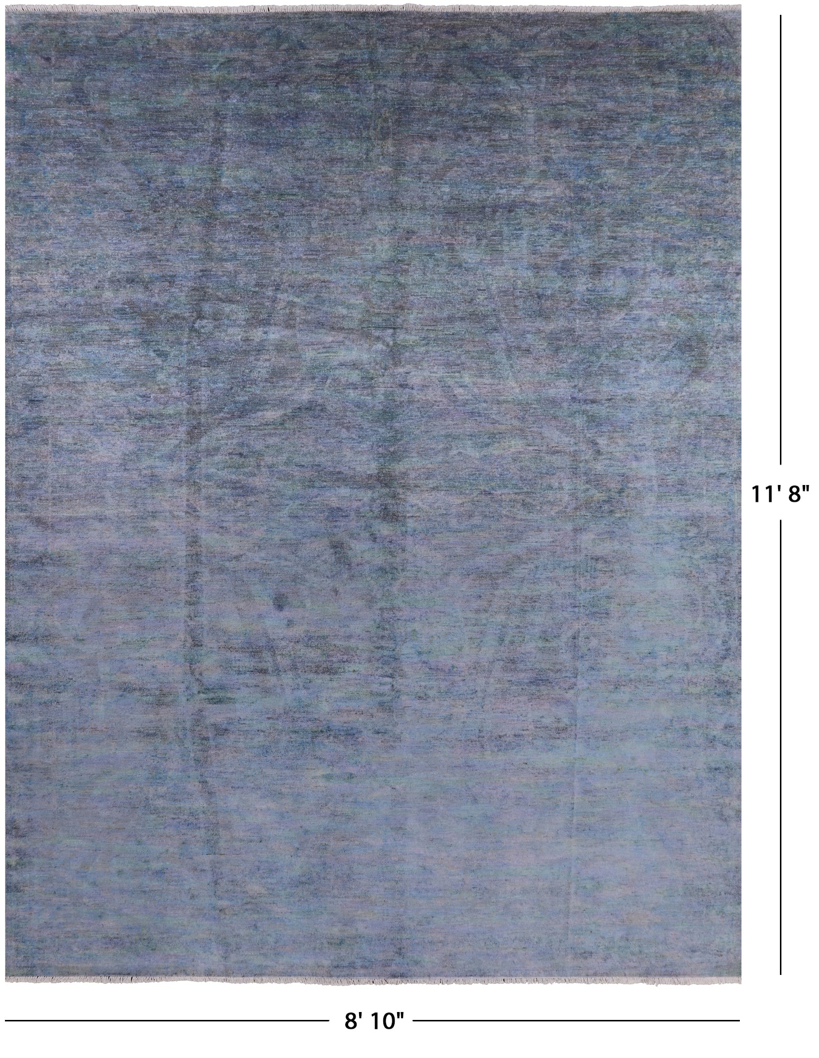Full Pile Overdyed Handmade Wool Area Rug - 8' 10" X 11' 8" - Golden Nile