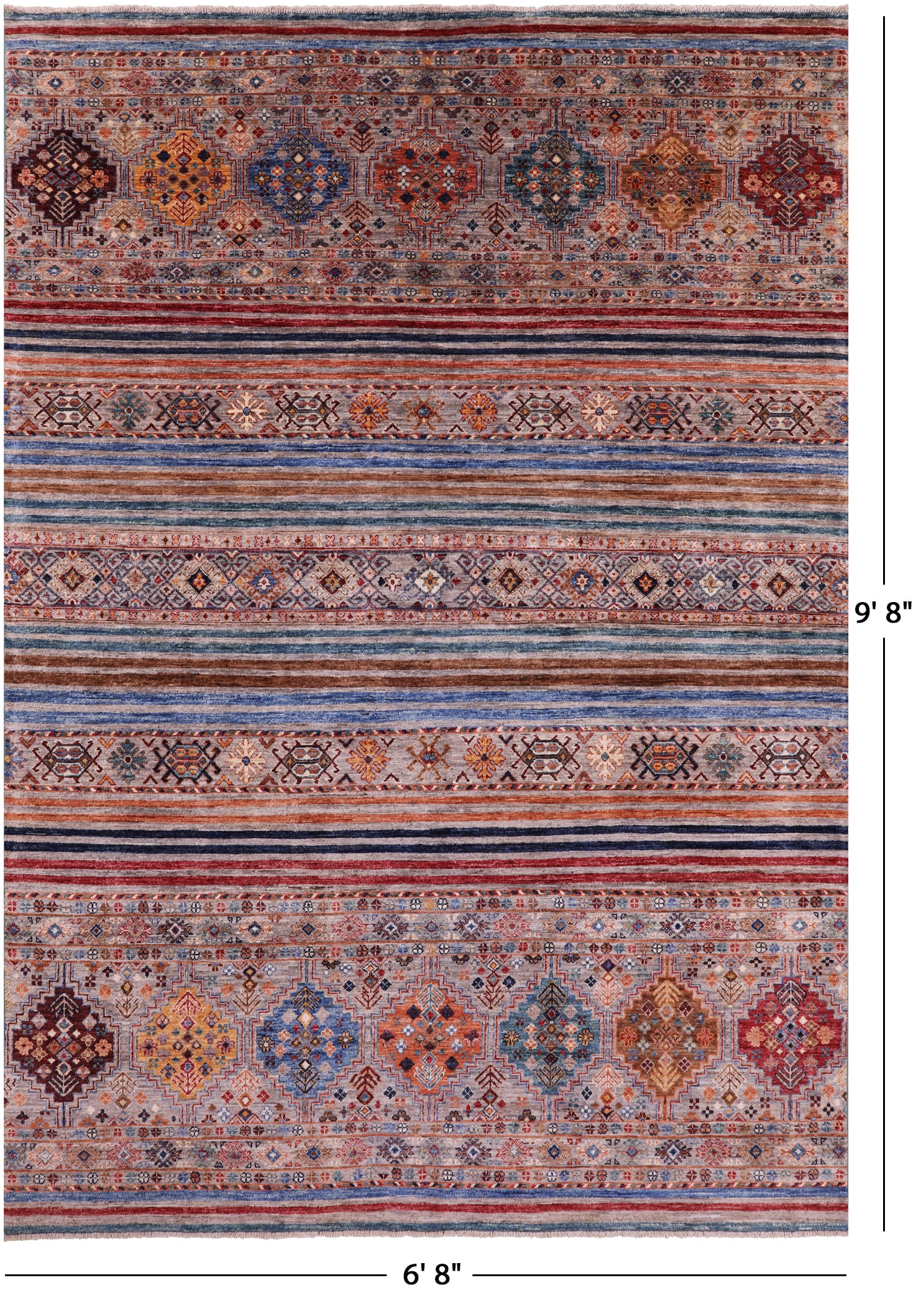 Khorjin Persian Gabbeh Hand Knotted Wool Rug - 6' 8" X 9' 8" - Golden Nile