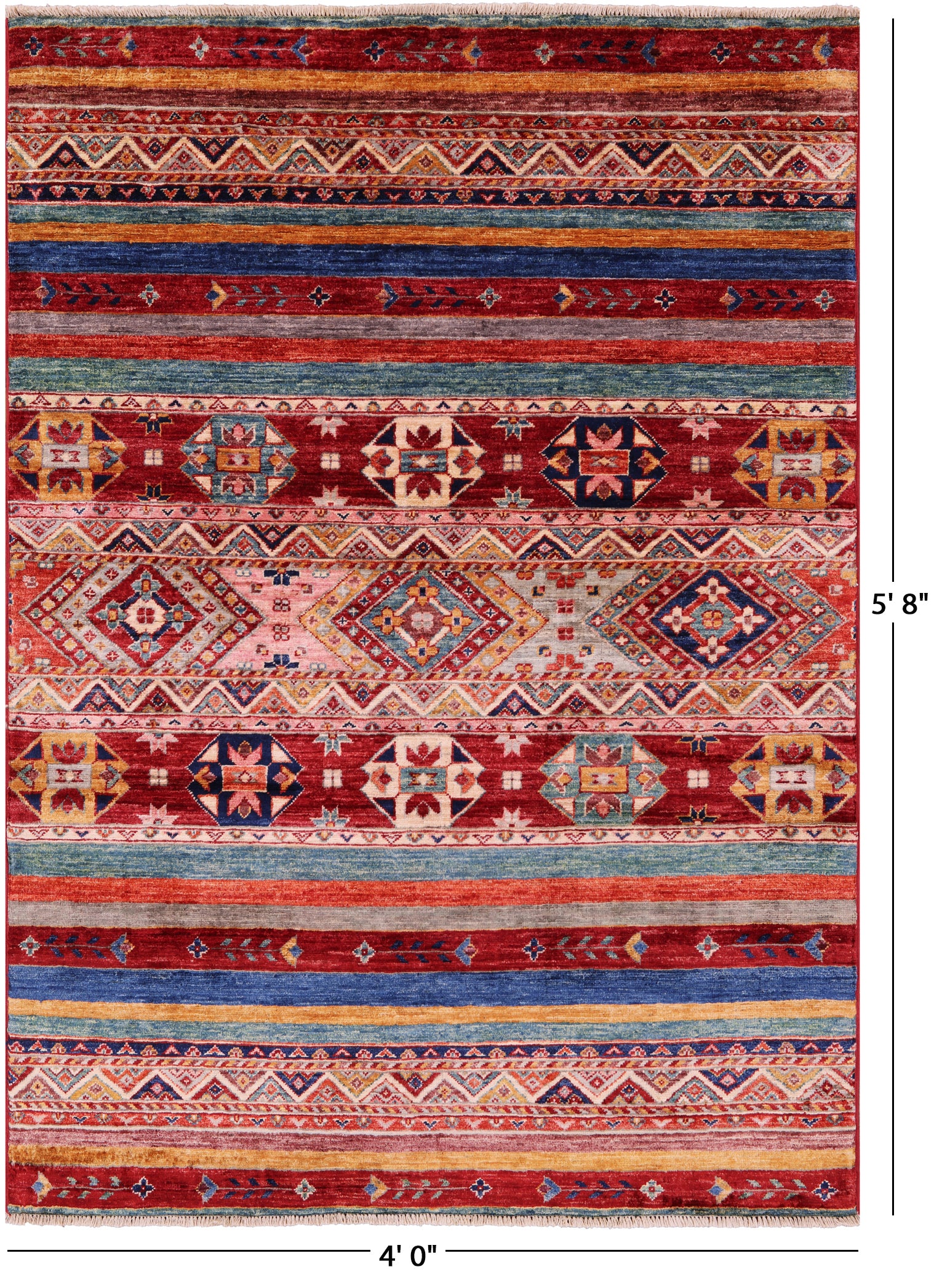 Khorjin Persian Gabbeh Hand Knotted Wool Rug - 4' 0" X 5' 8" - Golden Nile