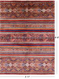 Khorjin Persian Gabbeh Hand Knotted Wool Rug - 4' 11" X 6' 6" - Golden Nile