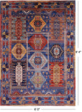 Blue Persian Fine Serapi Hand Knotted Wool Rug - 6' 0" X 8' 4" - Golden Nile