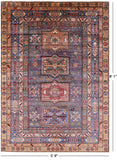 Grey Super Kazak Hand Knotted Wool Rug - 5' 9" X 8' 1" - Golden Nile